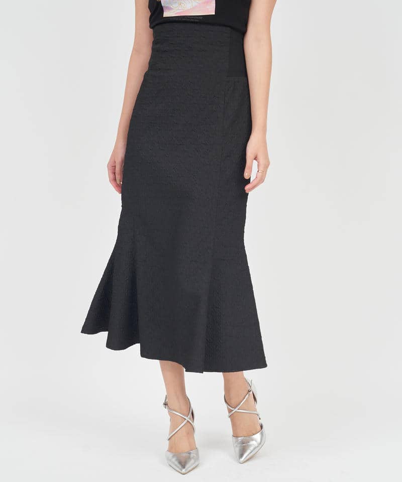 ハイウエストリブジャガードマーメイドスカート 詳細画像 ブラック 1
