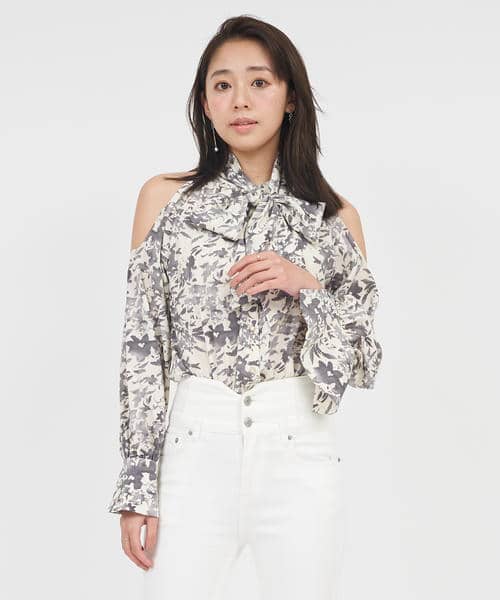 オープンショルダーボウタイブラウス 詳細画像