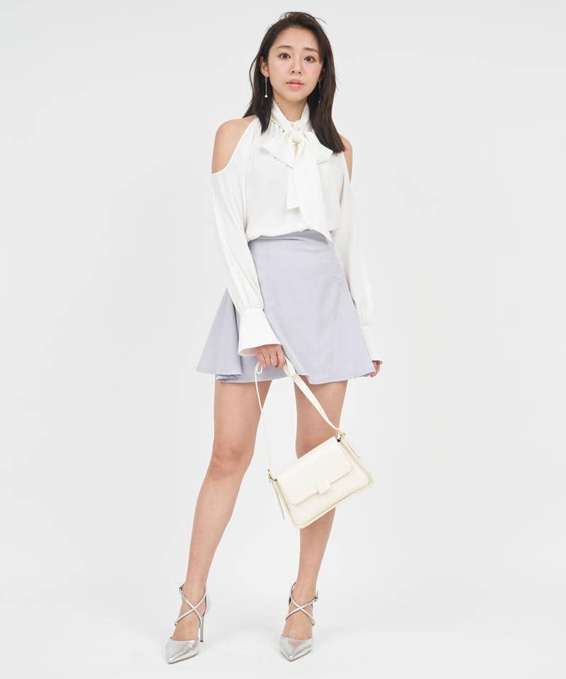 オープンショルダーボウタイブラウス 詳細画像 オフホワイト 10