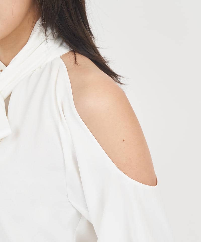 オープンショルダーボウタイブラウス 詳細画像 オフホワイト 5