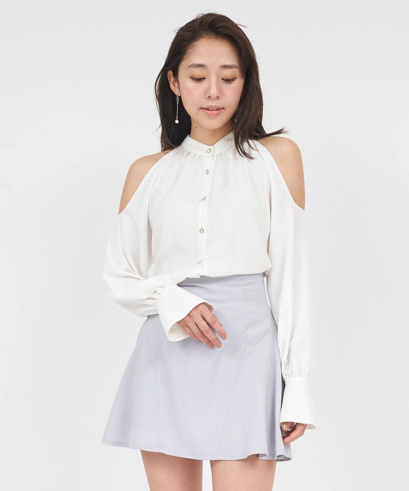 オープンショルダーボウタイブラウス 詳細画像 オフホワイト 9