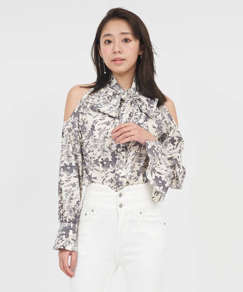 オープンショルダーボウタイブラウス 詳細画像 その他 1