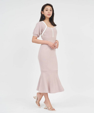 ボレロ風配色ニットマーメイドワンピース