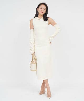 アームウォーマー付フードタイトワンピース