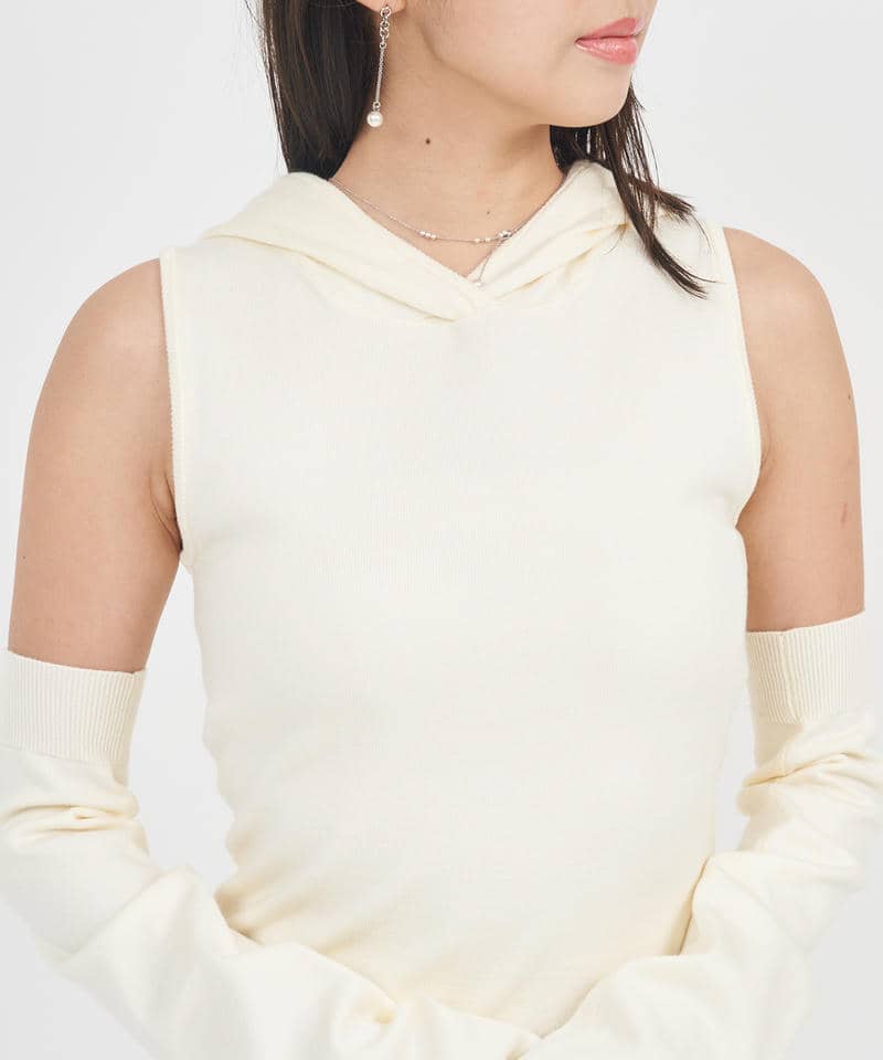 アームウォーマー付フードタイトワンピース 詳細画像 オフホワイト 4
