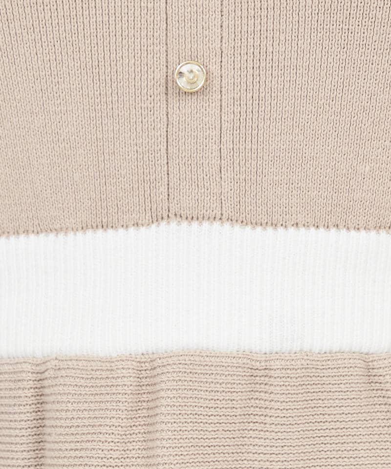 衿付配色ニットミニフレアワンピース 詳細画像 ベージュ 6