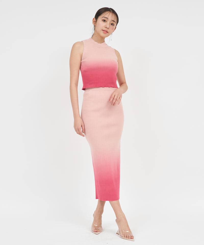 グラデーションニットトップス 詳細画像 ピンク 2