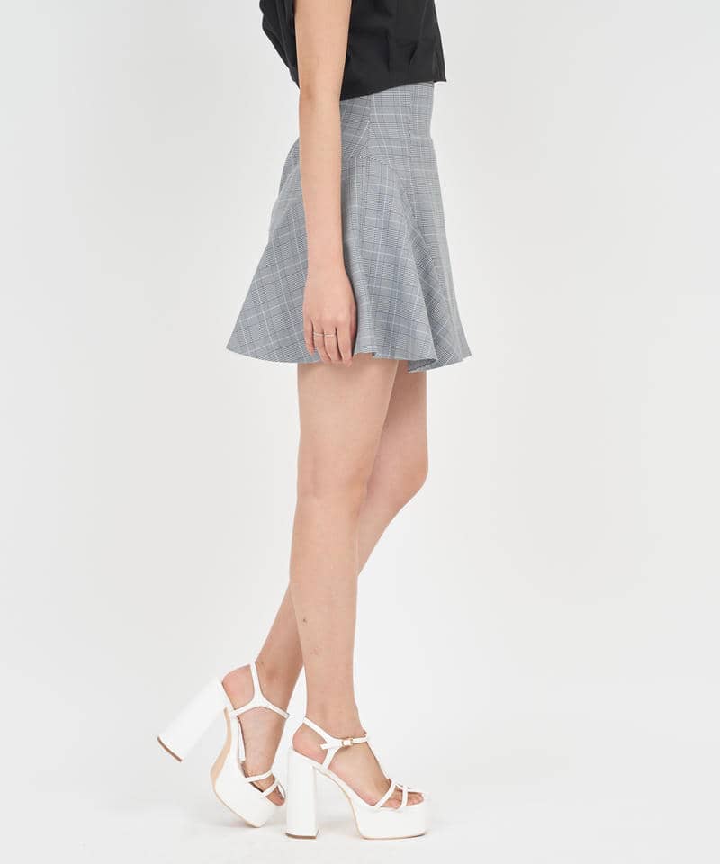 ハイウエストミニフレアスカート 詳細画像 チェック 2