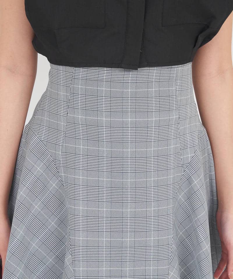 ハイウエストミニフレアスカート 詳細画像 チェック 4