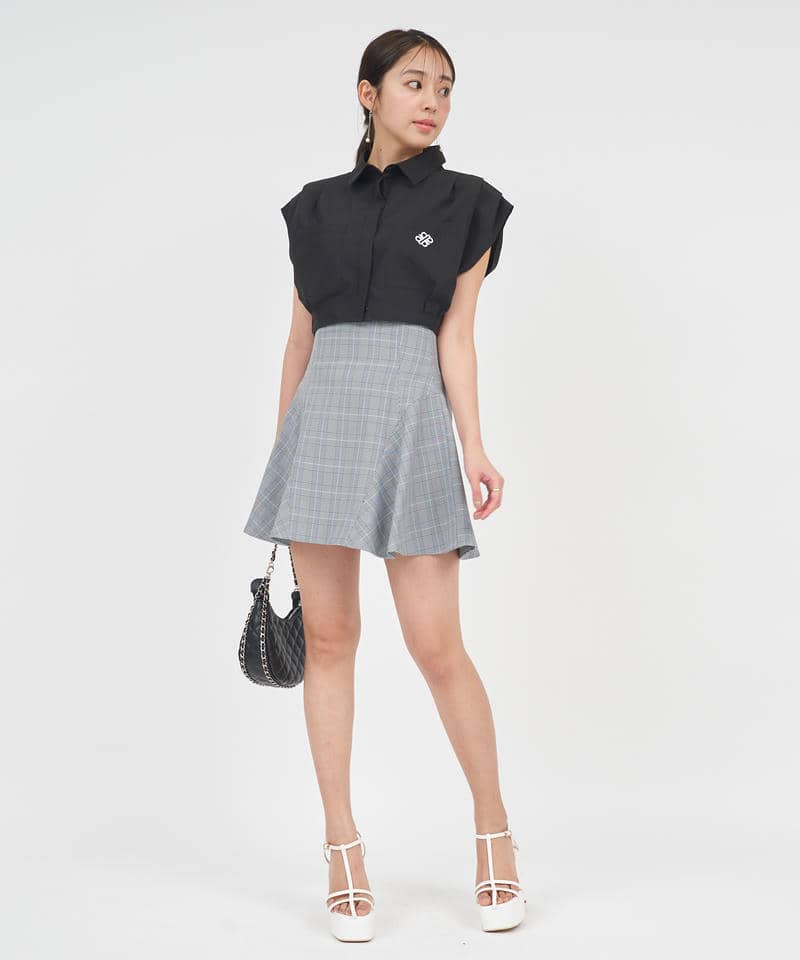 ハイウエストミニフレアスカート 詳細画像 チェック 7