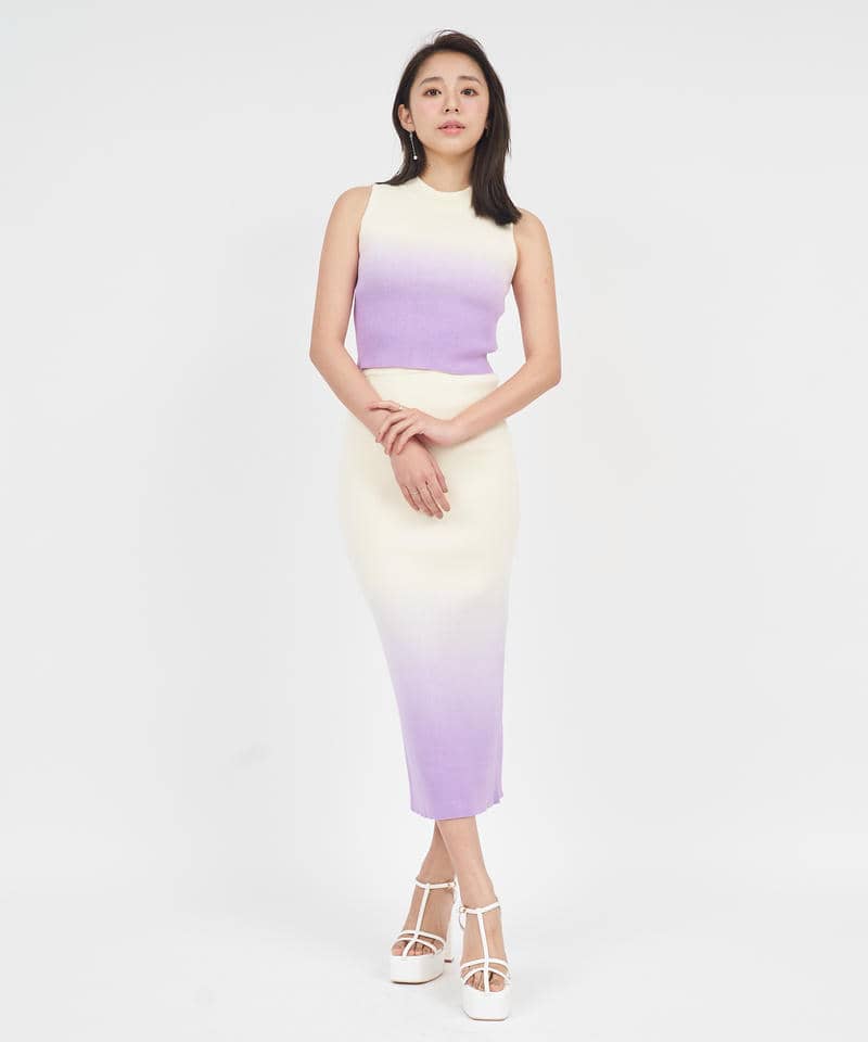 グラデーションロングタイトスカート 詳細画像 パープル 2