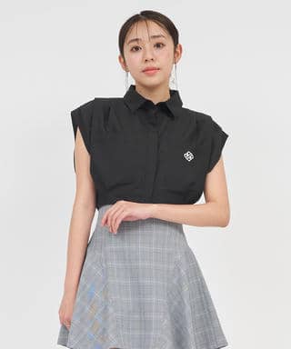 エンブレム刺繍クロップドシャツ