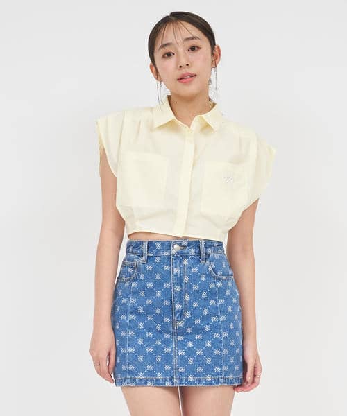 エンブレム刺繍クロップドシャツ 詳細画像