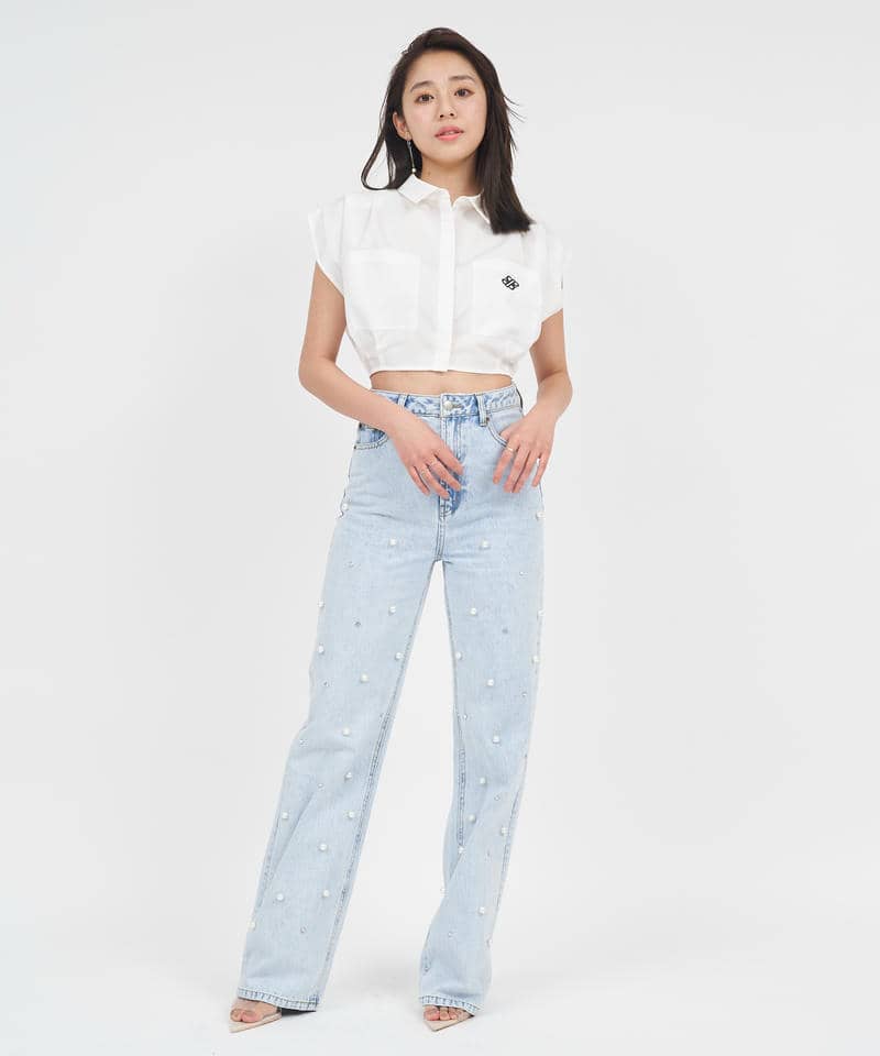 エンブレム刺繍クロップドシャツ 詳細画像 オフホワイト 2