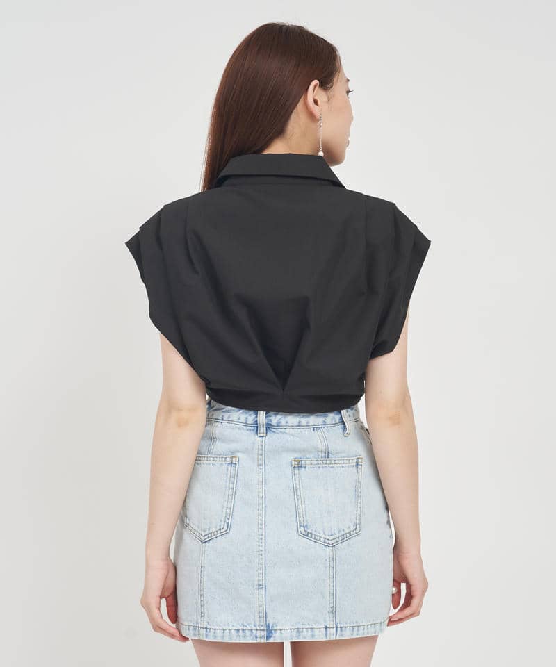 エンブレム刺繍クロップドシャツ 詳細画像 ブラック 3