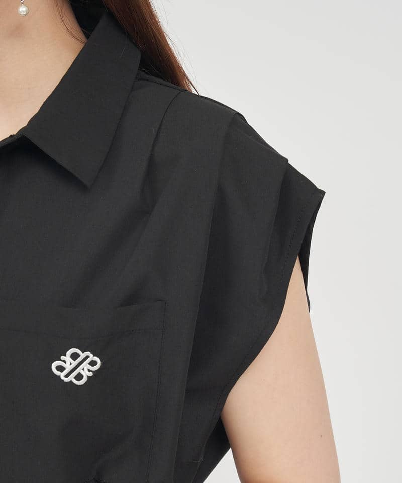 エンブレム刺繍クロップドシャツ 詳細画像 ブラック 5