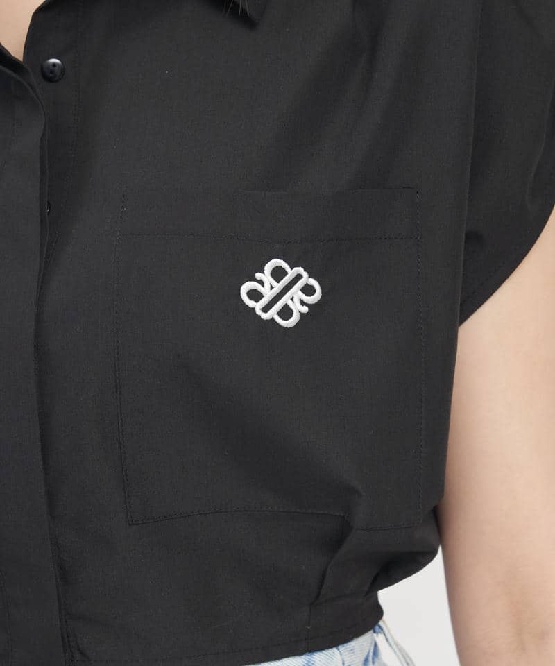 エンブレム刺繍クロップドシャツ 詳細画像 ブラック 6