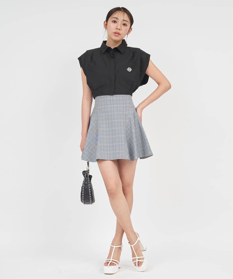 エンブレム刺繍クロップドシャツ 詳細画像 ブラック 9
