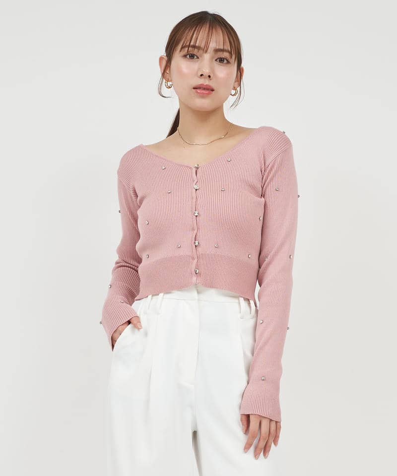 ビジューカーディガン 詳細画像 ピンク 1