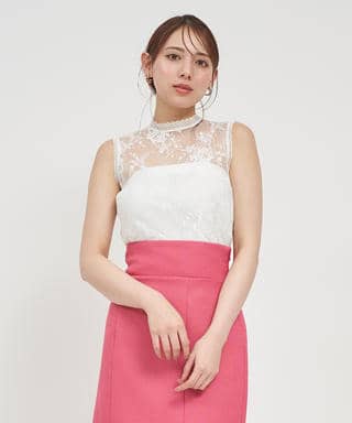 プチハイノースリーブレーストップス