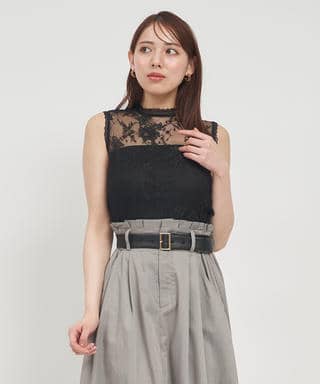 プチハイノースリーブレーストップス