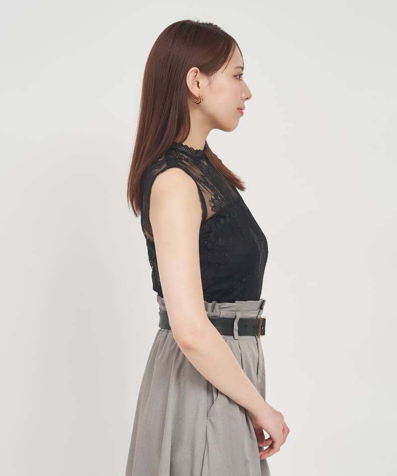 プチハイノースリーブレーストップス 詳細画像 ブラック 2