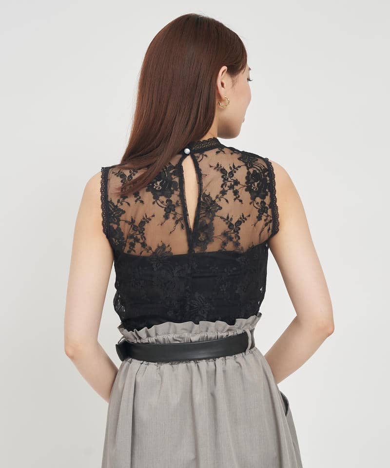 プチハイノースリーブレーストップス 詳細画像 ブラック 3