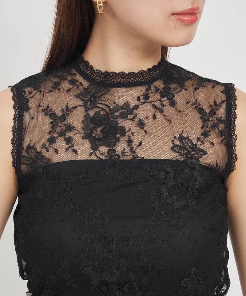 プチハイノースリーブレーストップス 詳細画像 ブラック 4