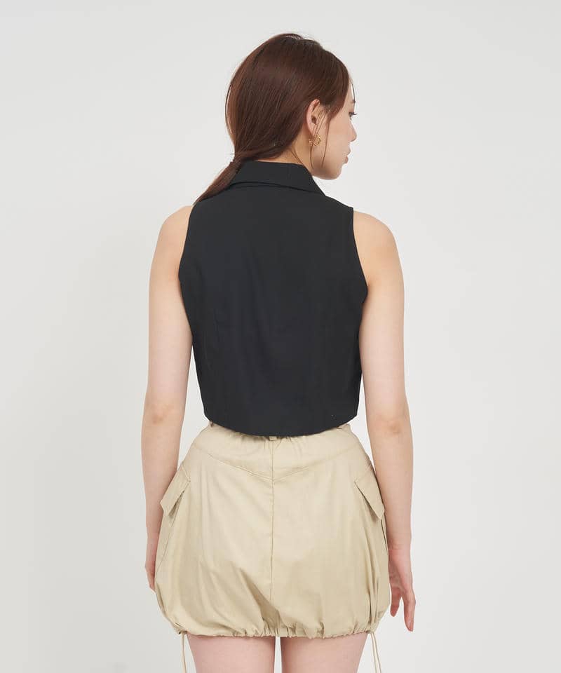 ネクタイ付ノースリーブブラウス 詳細画像 ブラック 3