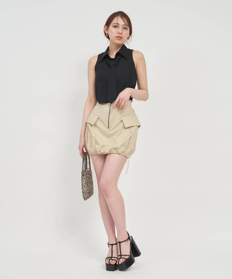 ネクタイ付ノースリーブブラウス 詳細画像 ブラック 7