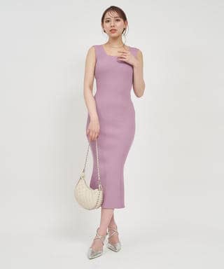 カラーニットタイトワンピース