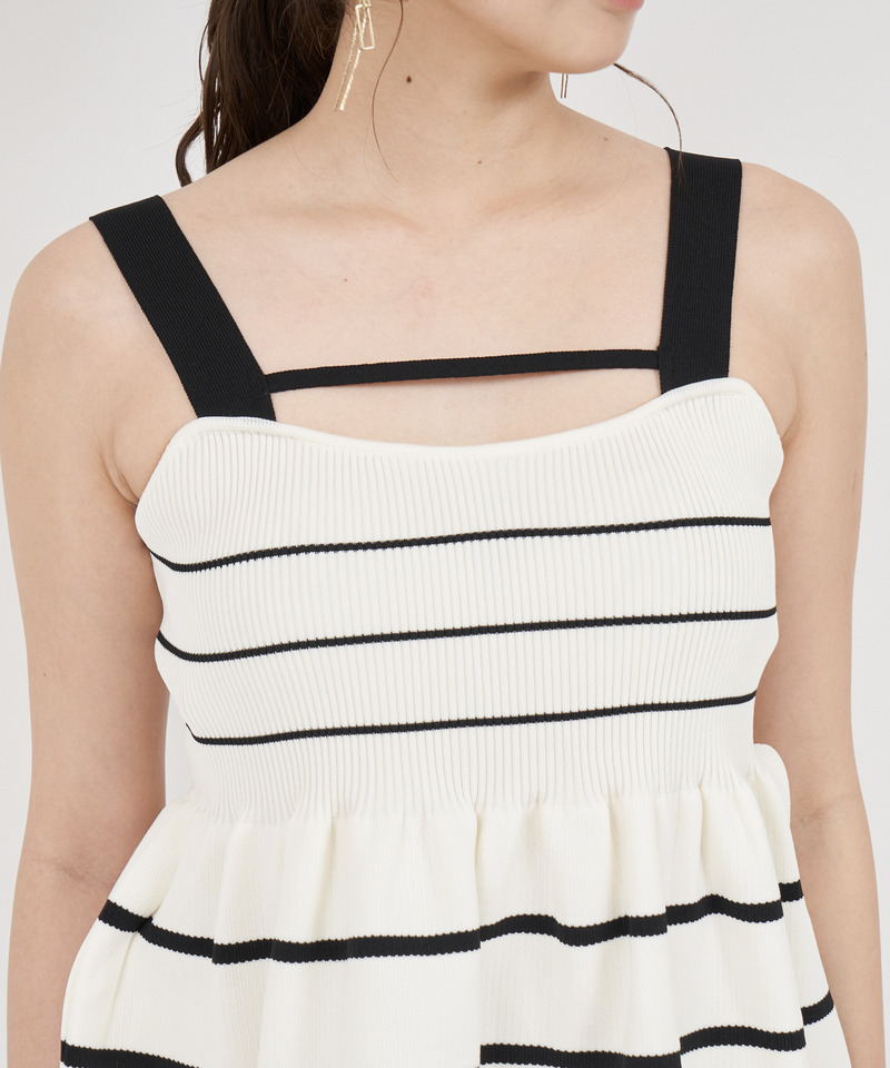 デコルテラインペプラムノースリーブニットトップス 詳細画像 レッド 5