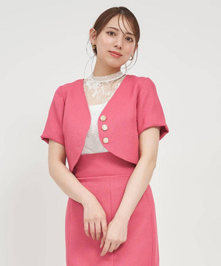 半袖ノーカラーコンパクトジャケット