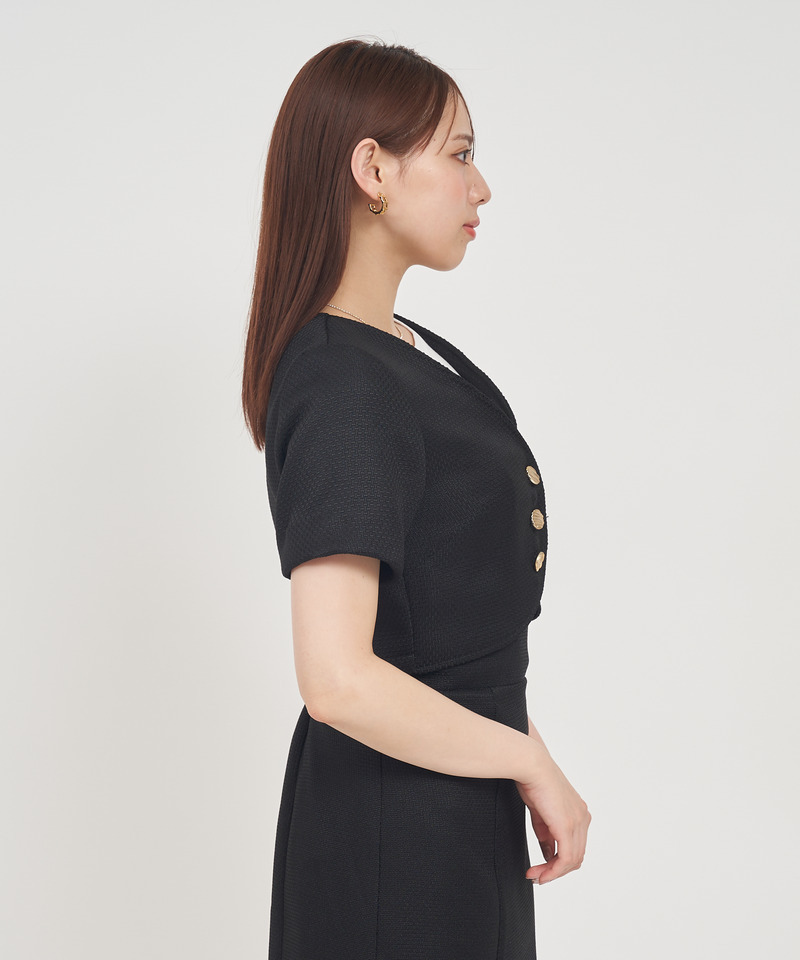 半袖ノーカラーコンパクトジャケット 詳細画像 ピンク 3