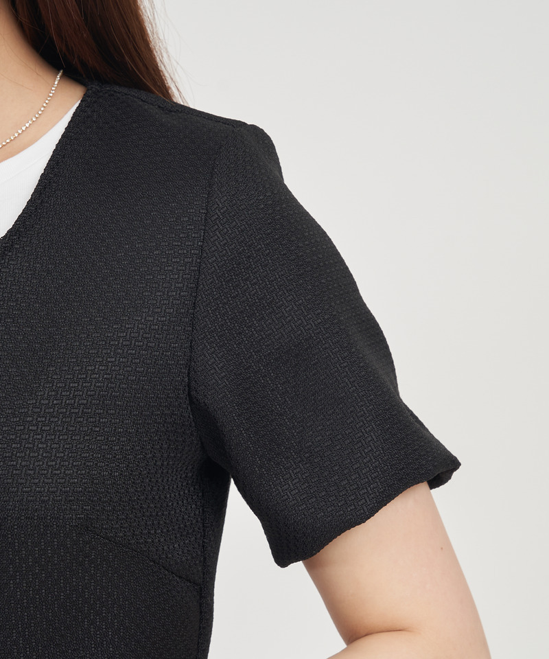 半袖ノーカラーコンパクトジャケット 詳細画像 ピンク 6