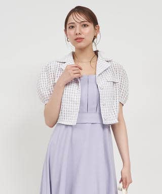 シアーチェックパフスリーブジャケット