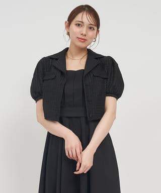 シアーチェックパフスリーブジャケット