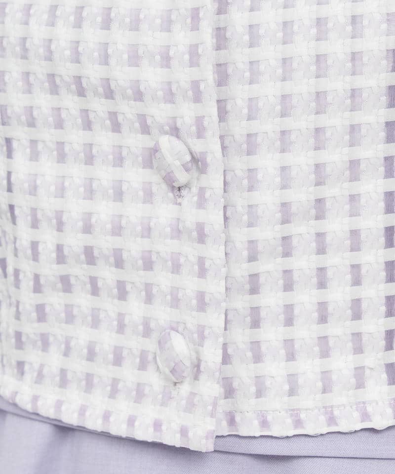 シアーチェックパフスリーブジャケット 詳細画像 パープル 6