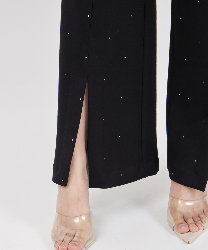 ラインストーンカットワイドパンツ 詳細画像 グレー 9