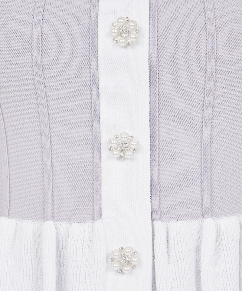 配色ペプラムノースリーブニットトップス 詳細画像 ブルー 7