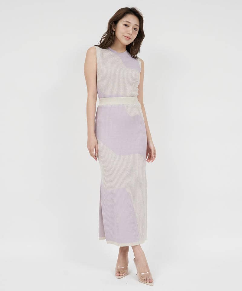 カーブアートラメニットトップス 詳細画像 パープル 2