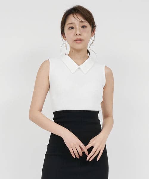 衿付2wayカットリブトップス 詳細画像