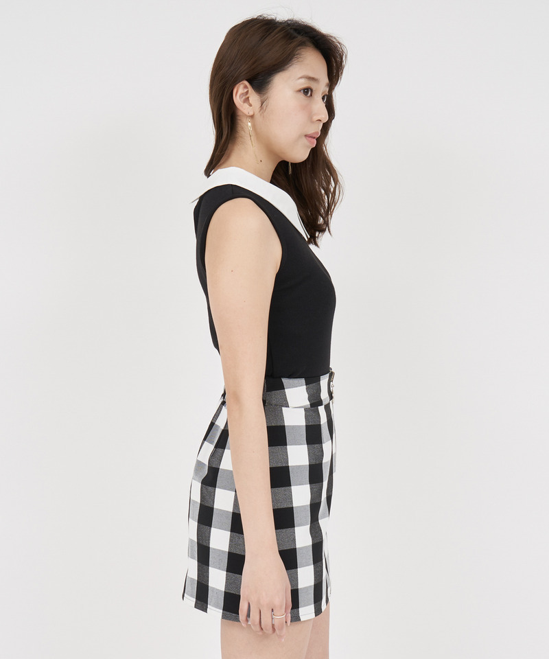 衿付2wayカットリブトップス 詳細画像 グレー 3