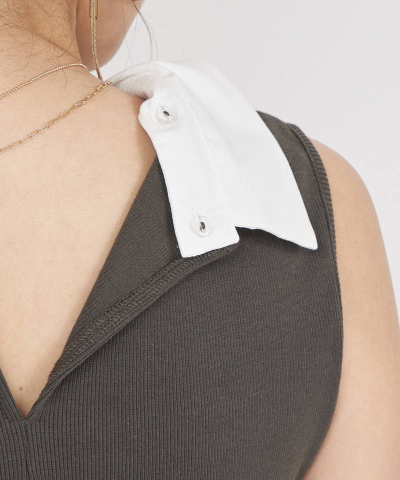 衿付2wayカットリブトップス 詳細画像 グレー 8