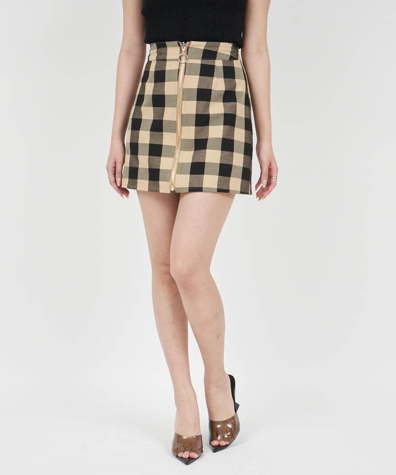 ZIPリバーシブルミニスカート 詳細画像 キャメル 1