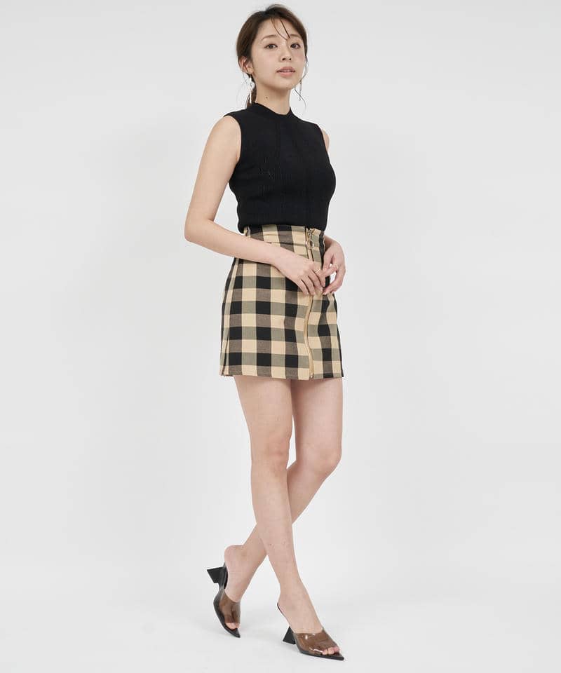 ZIPリバーシブルミニスカート 詳細画像 キャメル 2