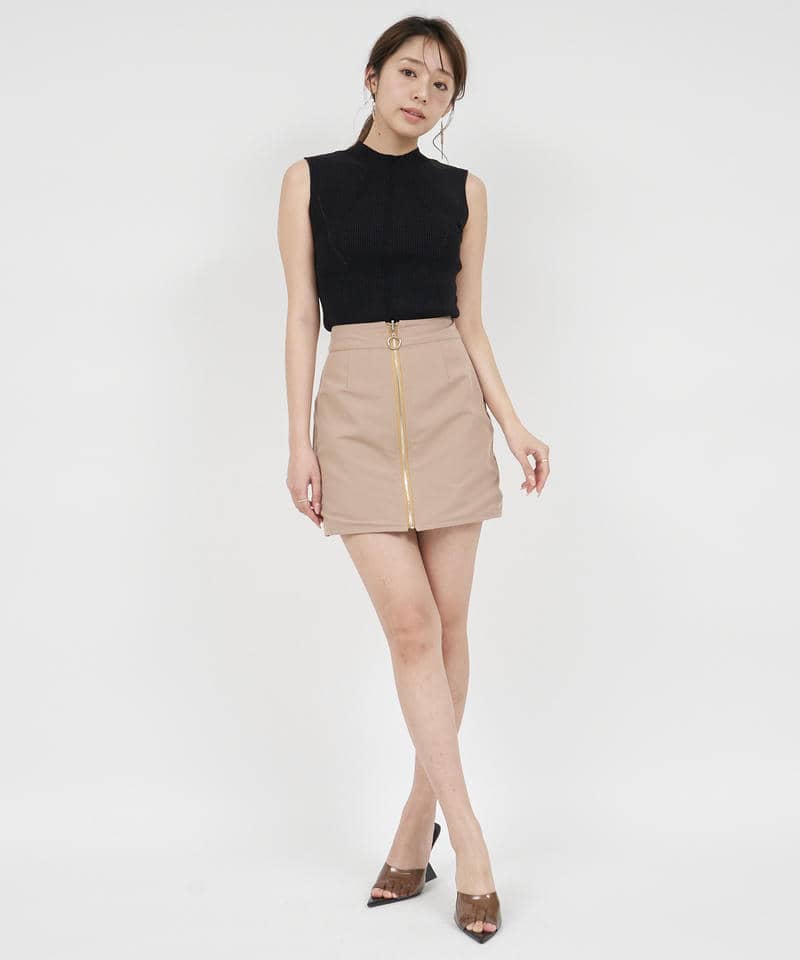 ZIPリバーシブルミニスカート 詳細画像 キャメル 3
