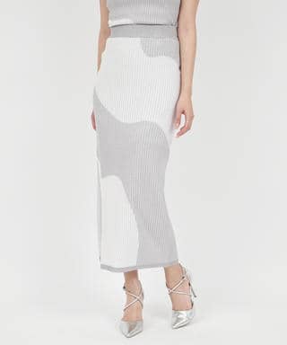 カーブアートラメロングタイトスカート