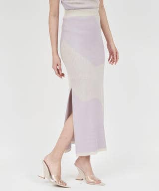 カーブアートラメロングタイトスカート