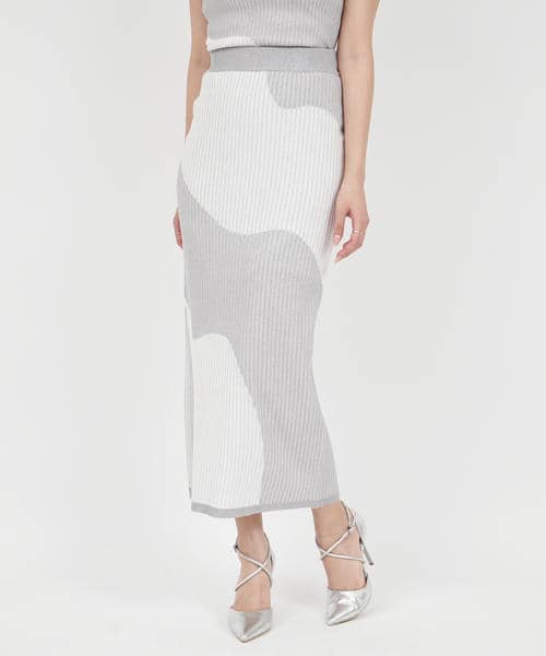 カーブアートラメロングタイトスカート 詳細画像